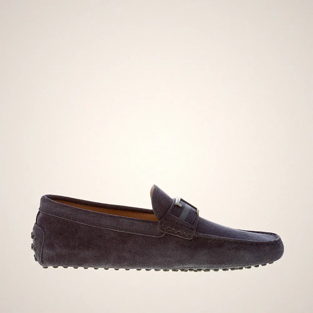 TOD'S herren schuhe dunkelblau gommini Timeless loafer metall T serigraphy