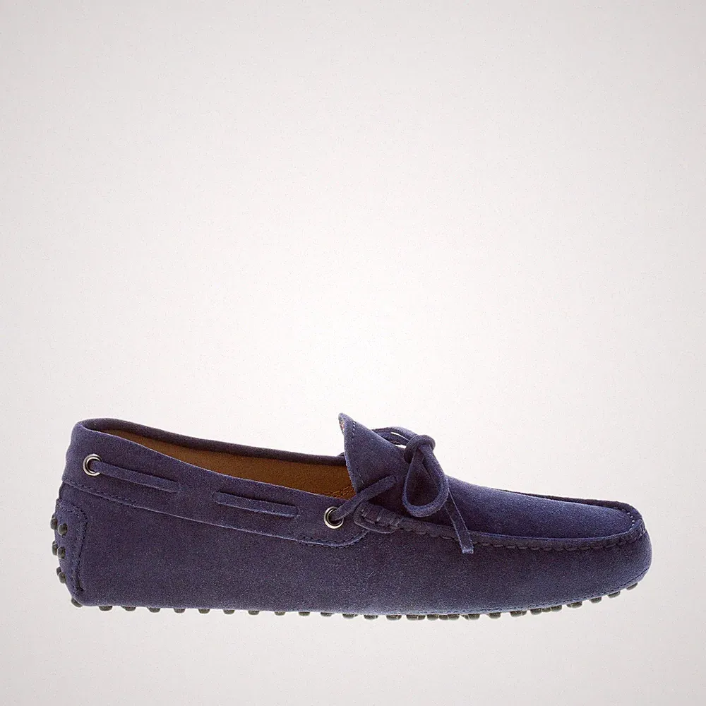 TOD'S herren schuhe dunkelblau suede gommini schnürband loafer