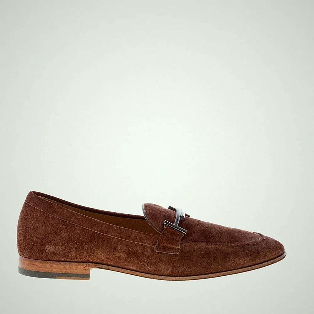TOD'S herren schuhe dunkelbraun elegantes suede Double T loafer mit leder sohle