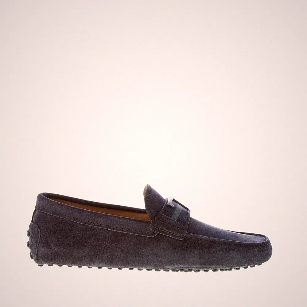 TOD'S Herren Schuhe Halbschuh Gummi Timeless Wildleder Nachtblau Siebdruck