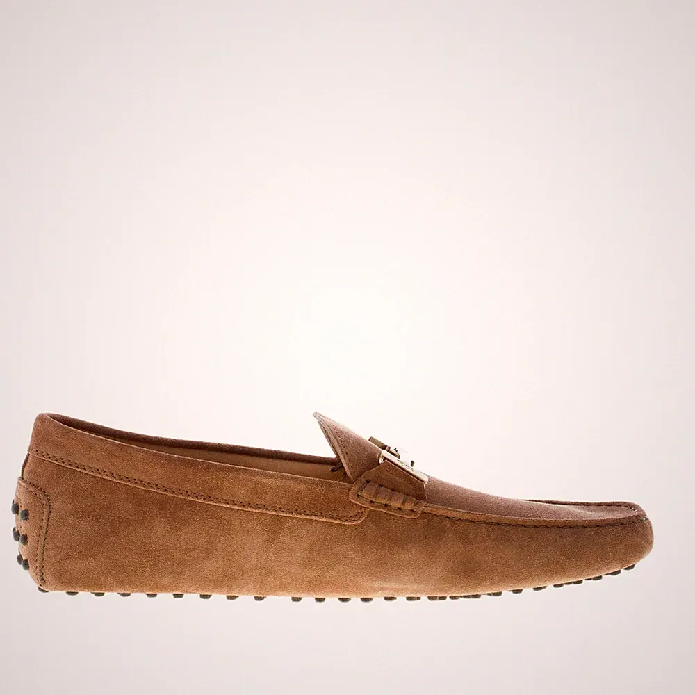 TOD'S Herren Schuhe Halbschuh Gummis Wildleder Braun Doppel T Klemme