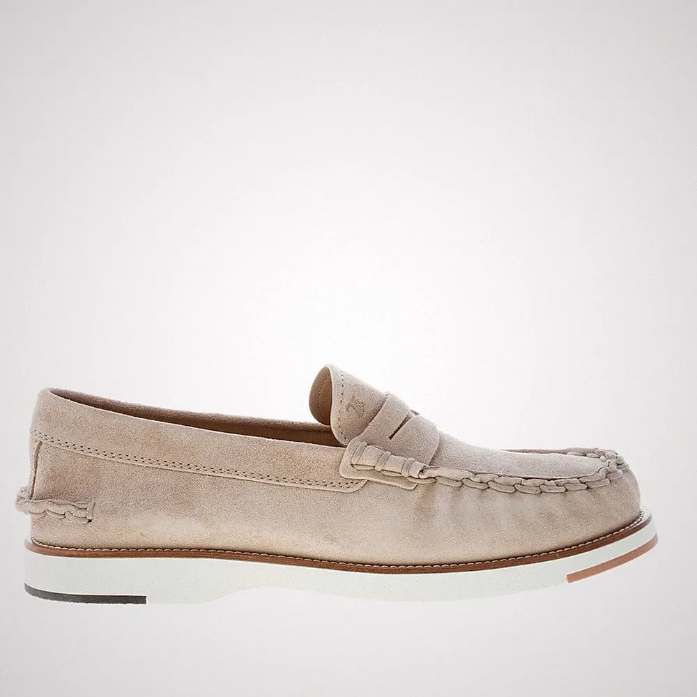 TOD'S Herren Schuhe Halbschuh Penny Wildleder beige Gummisohle