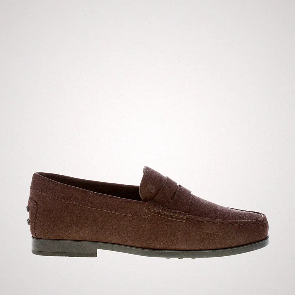TOD'S Herren Schuhe Halbschuh Penny Wildleder Braun Ebenholz Gummisohle