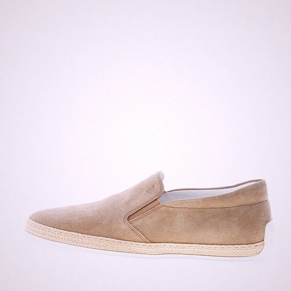 TOD'S Herren Schuhe Slipper Wildleder Beige Torf mit Bast XXM0TV0K900RE0C405