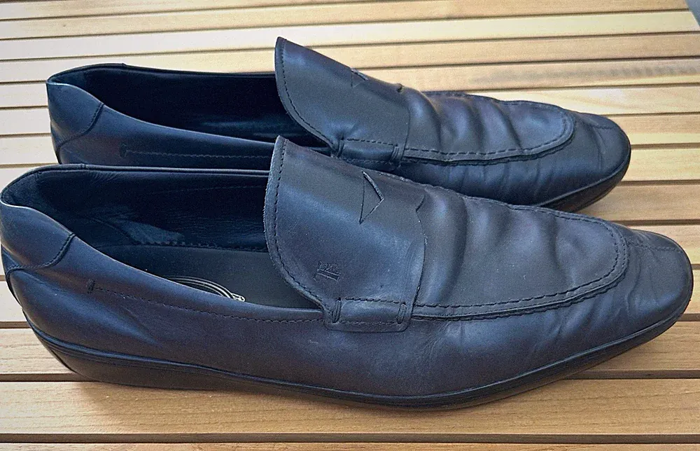 Tod's Herren Slipper Leder Schwarz Loafer Schuhe EU 43,5 Made in Italy