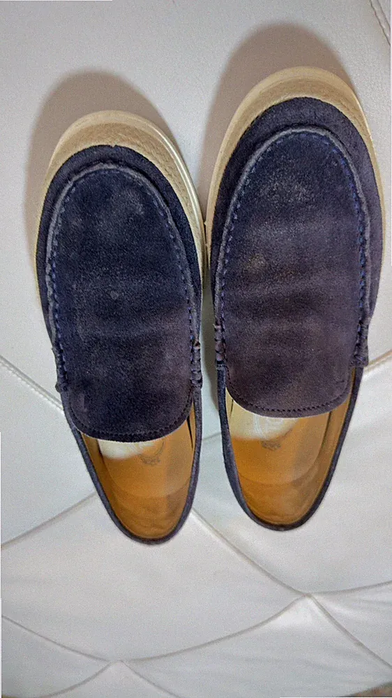 Tod's Herren Slipper Loafer Wildleder Blau EU 40 Slip-On mit Logo