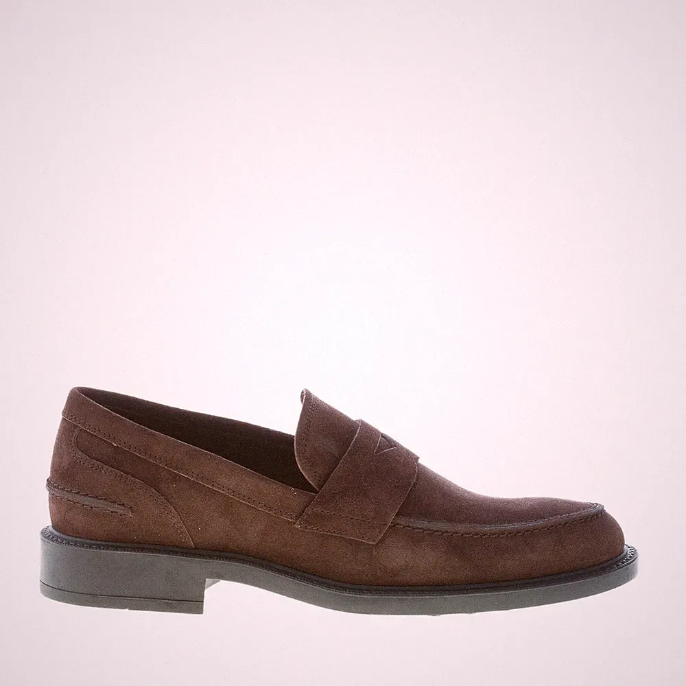 TOD'S Herrenschuhe Men Mokassin Penny Wildleder Brombeerkopf Gummisohle