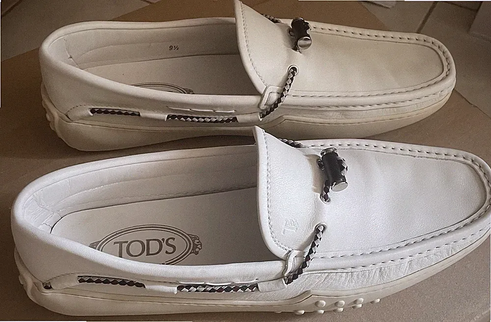 TOD‘S Leder Mokkasins Loafer Weiß Gr. 9 1/2 ~ 43,5 Top Zustand