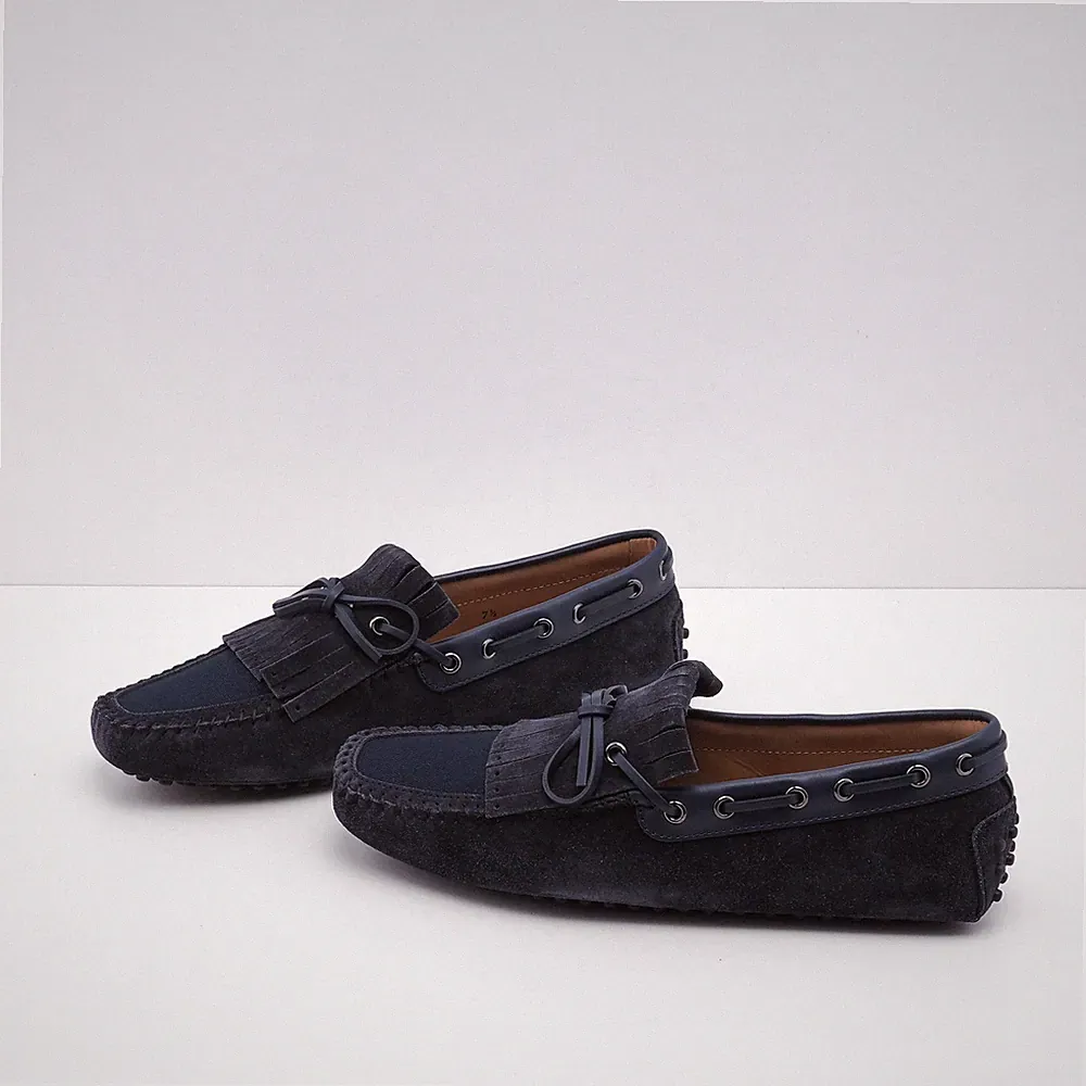 Tod's Loafers Blau Gr. 41.5 EU Herren Slipper Frangia New Gommini Suede Leder