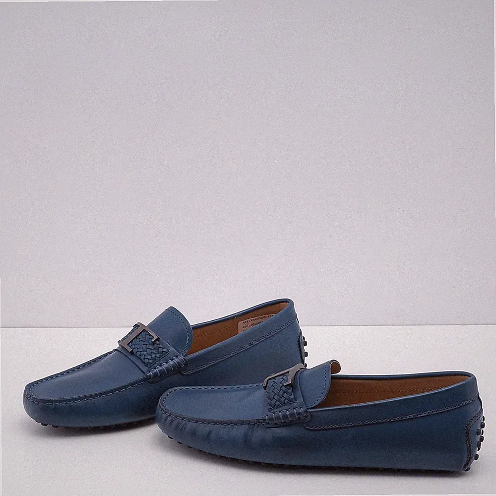 Tod's Loafers Blau Gr. 41 Herren Slipper T Piatta Treccia Pell Gommini 122
