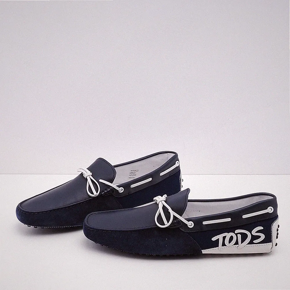 Tod's Loafers Blau Gr. 43.5 EU Herren Slipper Laccetto New Gommini Leder Schuhe