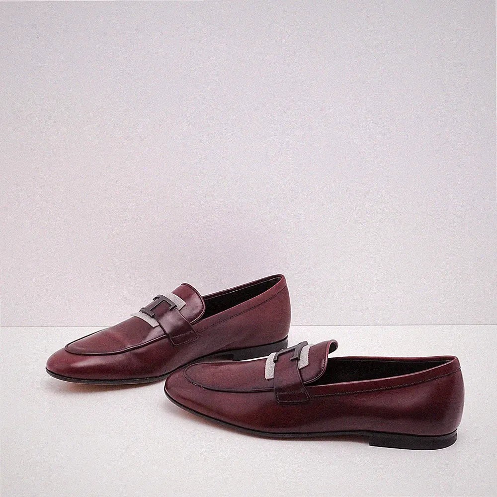 Tod's Loafers Bordeaux Gr. 41.5 EU Herren Slipper T Timeless CA75 Leder Schuhe