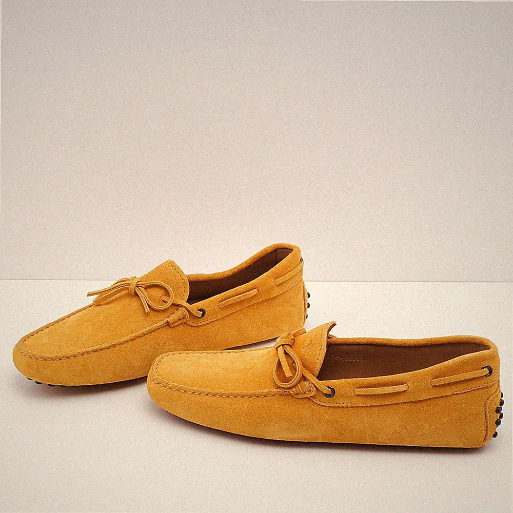 Tod's Loafers Gelb Gr. 41 EU Herren Slipper Laccetto New Gommini Leder Schuhe