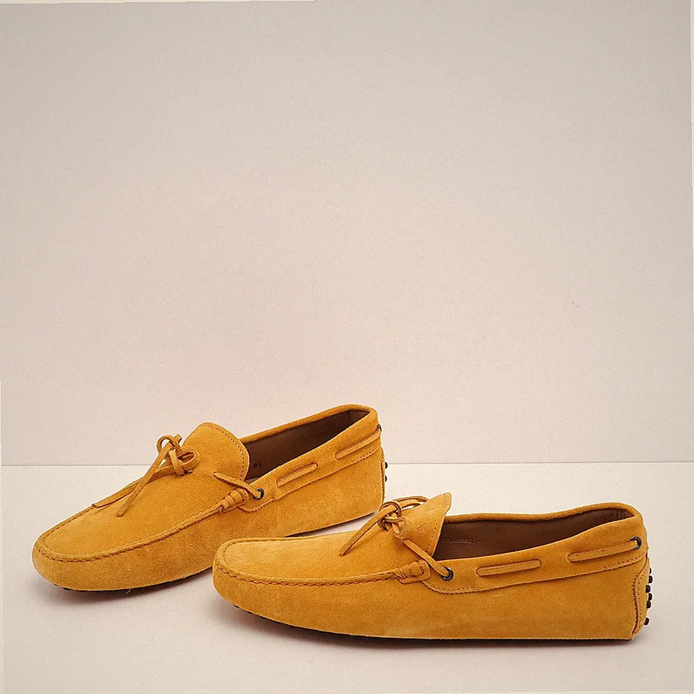 Tod's Loafers Gelb Gr. 43.5 EU Herren Slipper Laccetto New Gommini Leder Schuhe