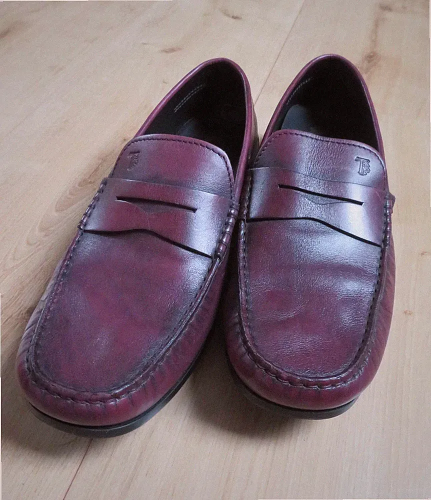 Tod's Loafers Herren Gr. 41 / 7 weinrot bordeaux Made in Italy TOP-Zustand