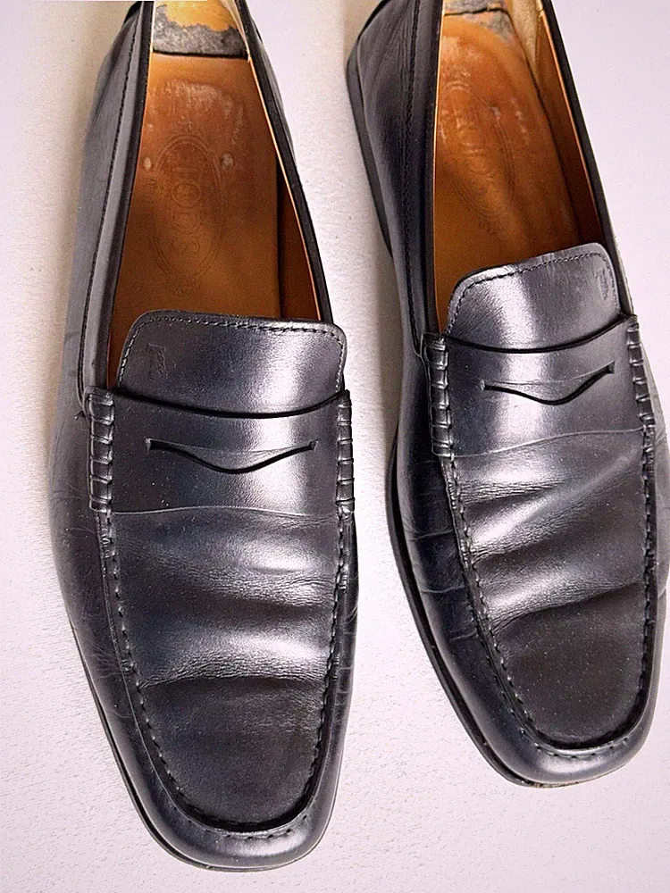 TOD'S Luxus Herren Loafer Slipper Leder Schwarz Slip-On EU 44,5 US 10,5