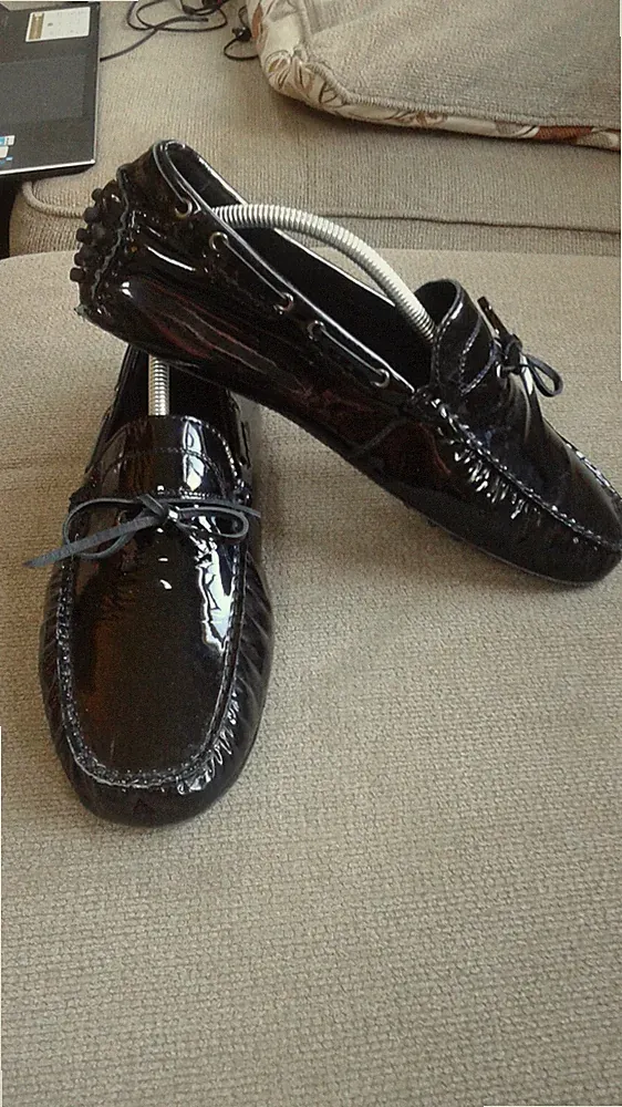 TOD'S MEN DRIVERS SHOES SIZE 42/9 BLACK COLOR SPAZALATTO LEATHER