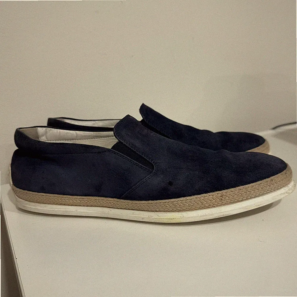 Tod's Men's Suede Slip-On Espadrille Loafers in Navy Blue Size 10.5