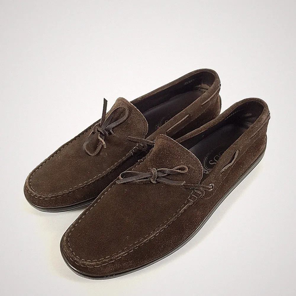 Tod's Mokassins Herren EU 43 UK 9 Braun Velours Leder Slipper Tassel Loafer Tods