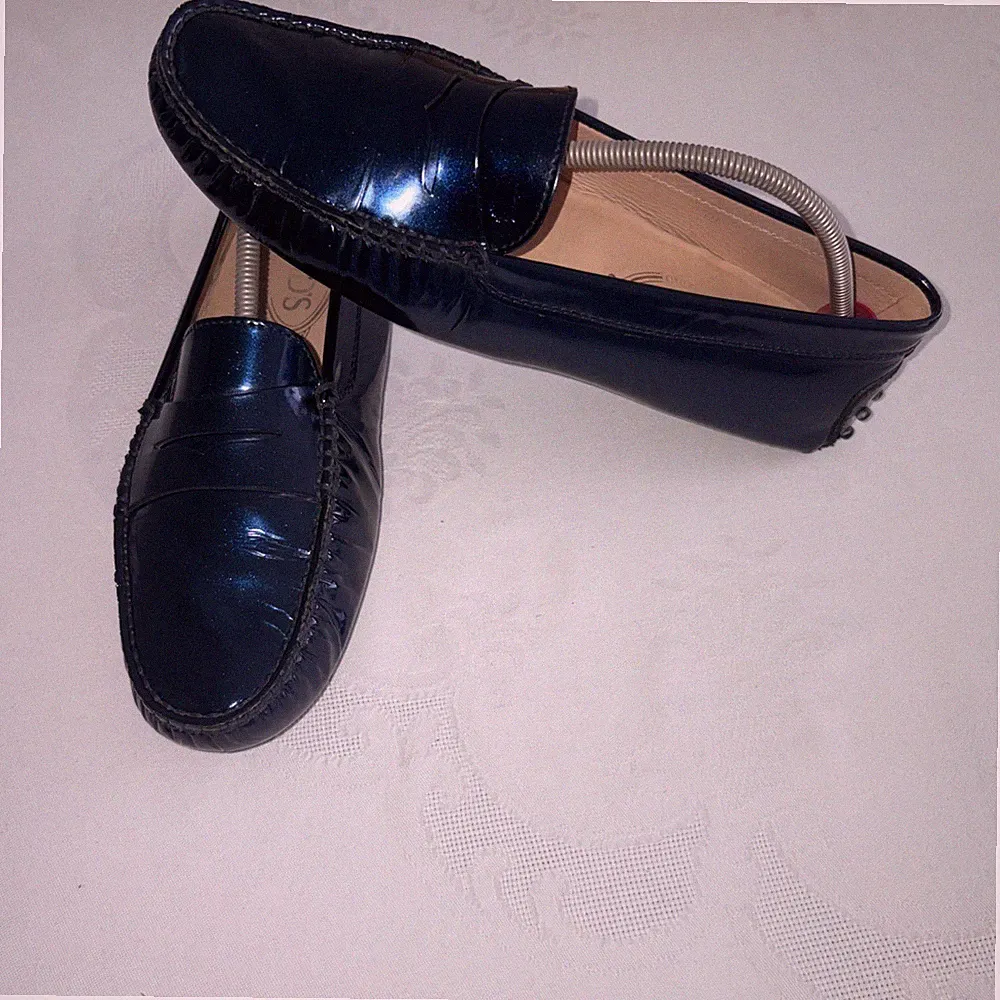 Tod‘s Mokkasins, Gr. 39 Blaumetallic Lack - Gommino Loafers, Traumhaft Schön 💖
