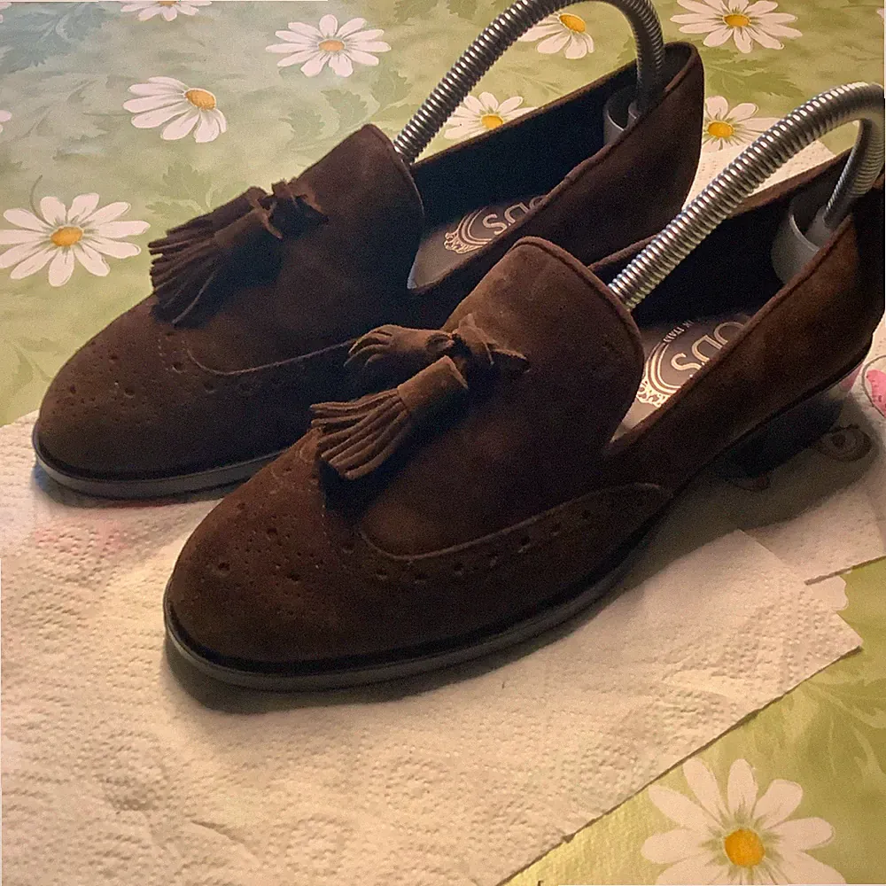 TOD’S Tassel-Loafer Gr. 38 Braun Veloursleder Blockabsatz Made in Italy
