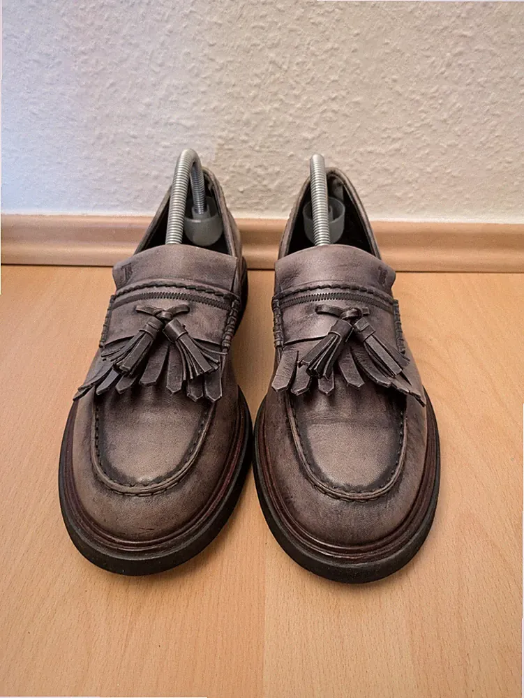 Tod's Tassel Loafer Schuhe Herren Grau, Größe 40,5/6,5