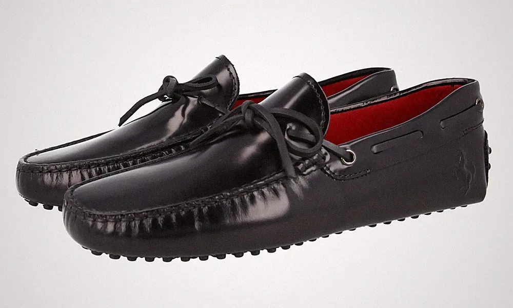 TOD'S x FERRARI Gommino Mokassins Loafer XRM0GW0W9505YXB999 Schwarz NEU - 6 40
