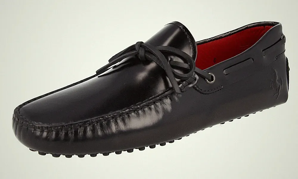 TOD'S x FERRARI Gommino Mokassins Loafer XRM0GW0W9505YXB999 Schwarz NEU - 6 40