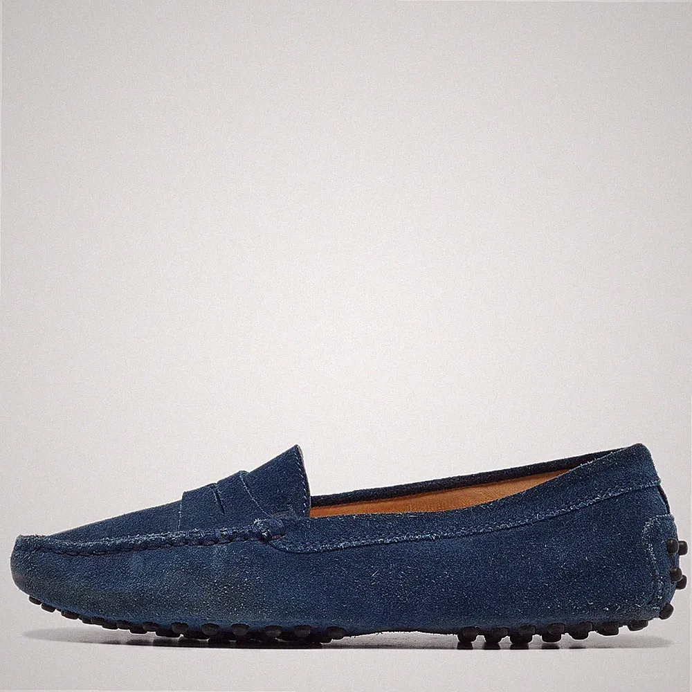 Tods blaue Wildleder Gommino Penny Loafer Größe 35