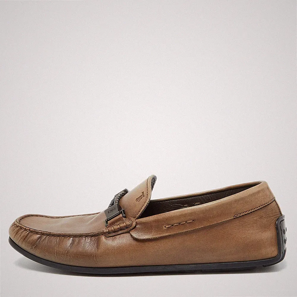 Tods braune Leder-Loafer mit Schnallendetail Größe 41,5
