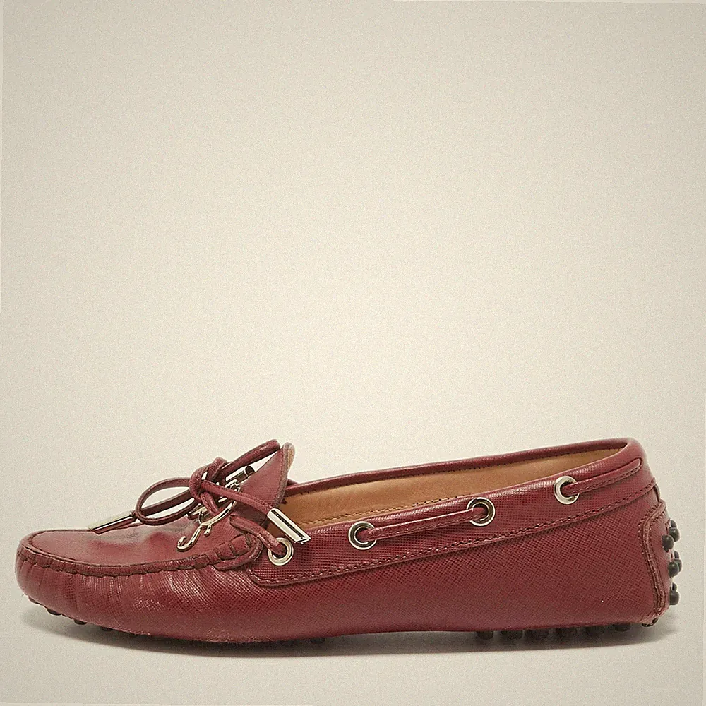 Tods Burgunder Leder Penny Loafer Größe 36