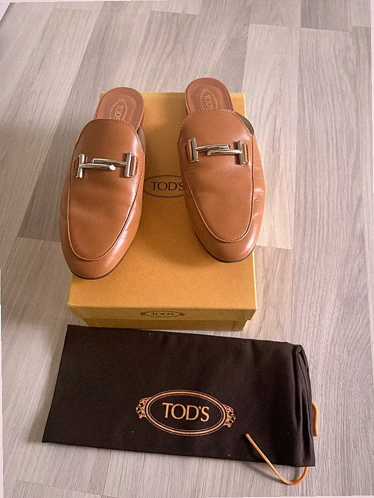 Tods Damen Loafer Slipper Ballerina, Braun Cognac, Leder, Größe 40 29153006 OVP