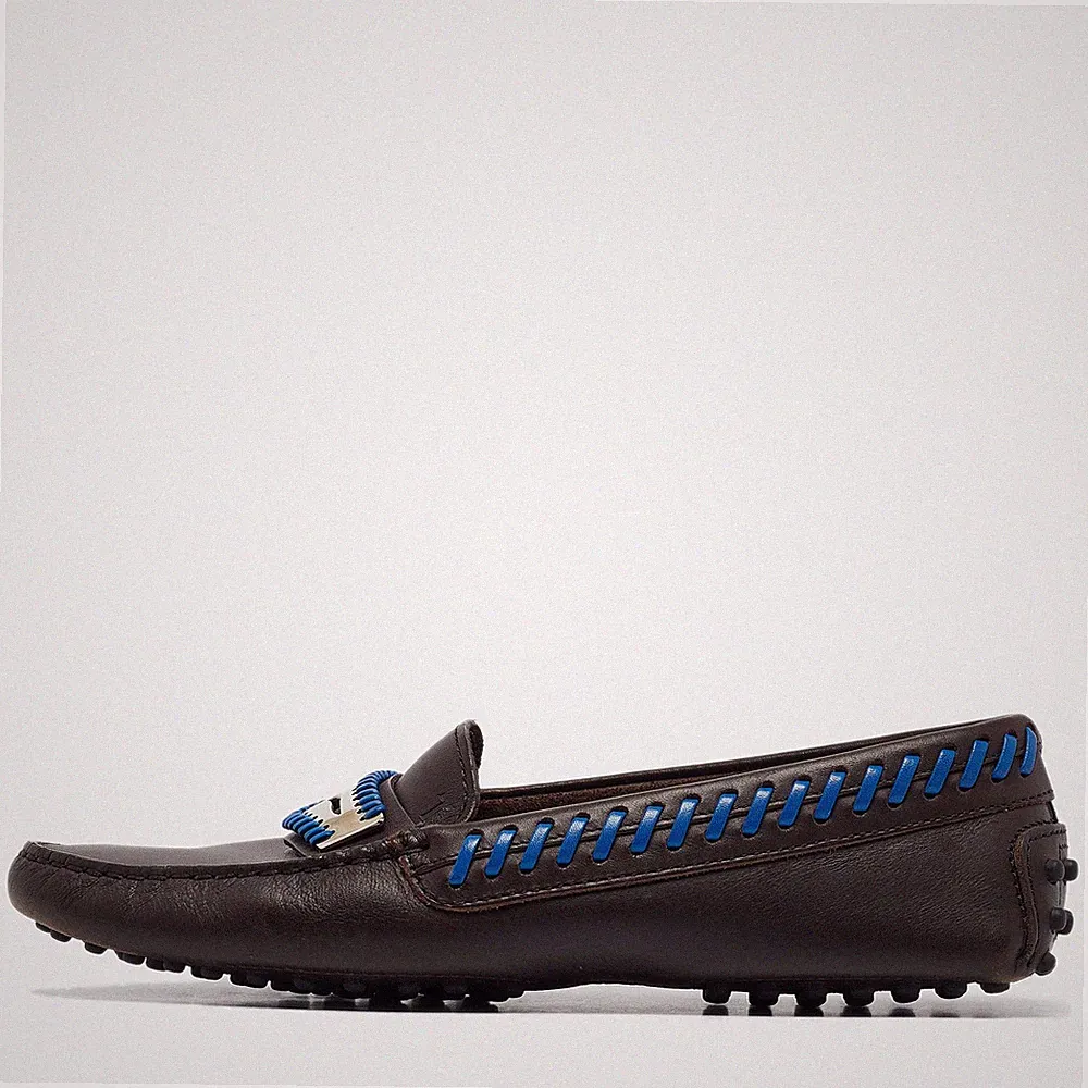 Tods dunkelbraune Penny-Loafer aus Leder mit Peitschenstichbesatz Größe 37