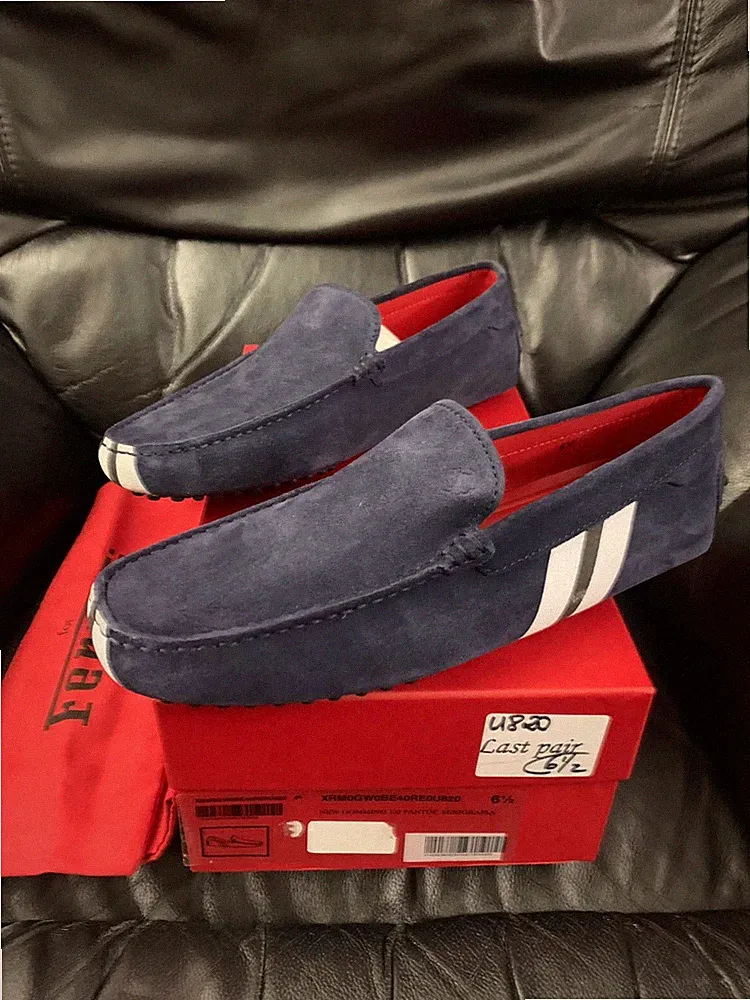 TODS FOR FERRARI HERREN BLAU & WEISS VELOURSLEDER HALBSCHUHE FAHRSCHUHE GRÖßE UK 6,5