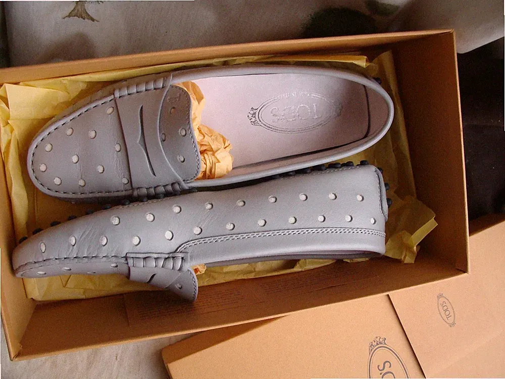 TODS GRAUE LEDER Pumps Flats Schuhe HALBSCHUHE UK 4,5 / 37,5 NEU + Karton
