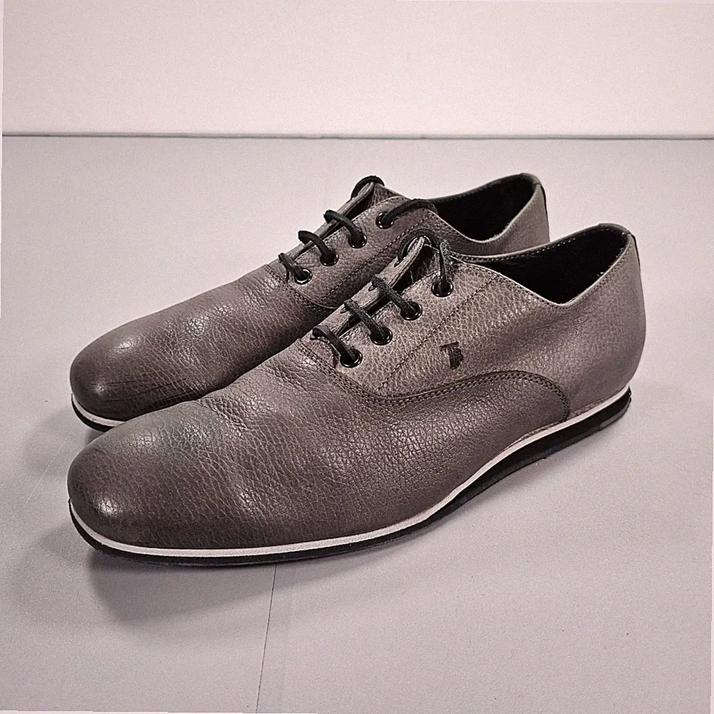 TODS Herren Schuhe Grau 7,5 UK Leder Freizeit Flach Schnürschuhe EU 41