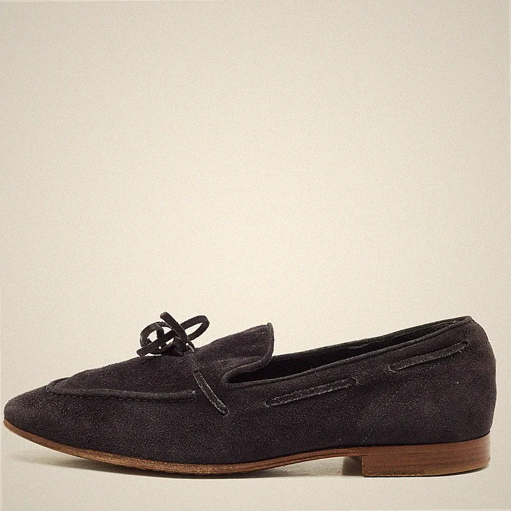 Tods Navy Blue Suede Penny Loafers Size 39.5