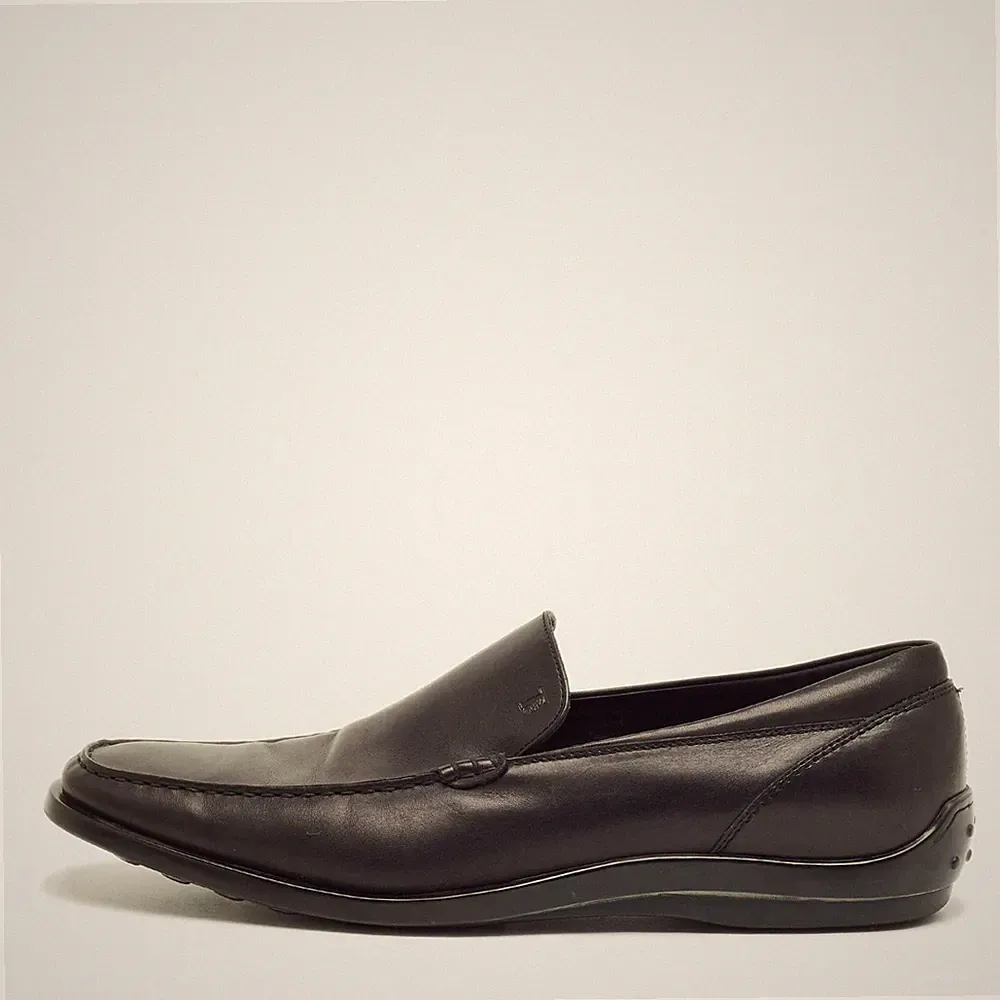 Tods schwarze Leder Slipper Penny Loafer Größe 47,5