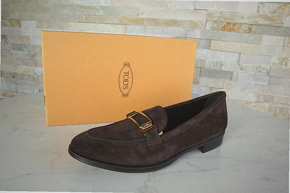 Tods Tod´s 36,5 Slipper Halbschuhe Loafers Schuhe dunkelbraun neu ehem UVP 490 €