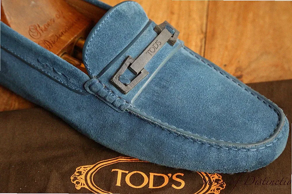 Tods Tod's Blau Wildleder Fahrschuhe Halbschuhe Herren UK 8 US 9 EU 42