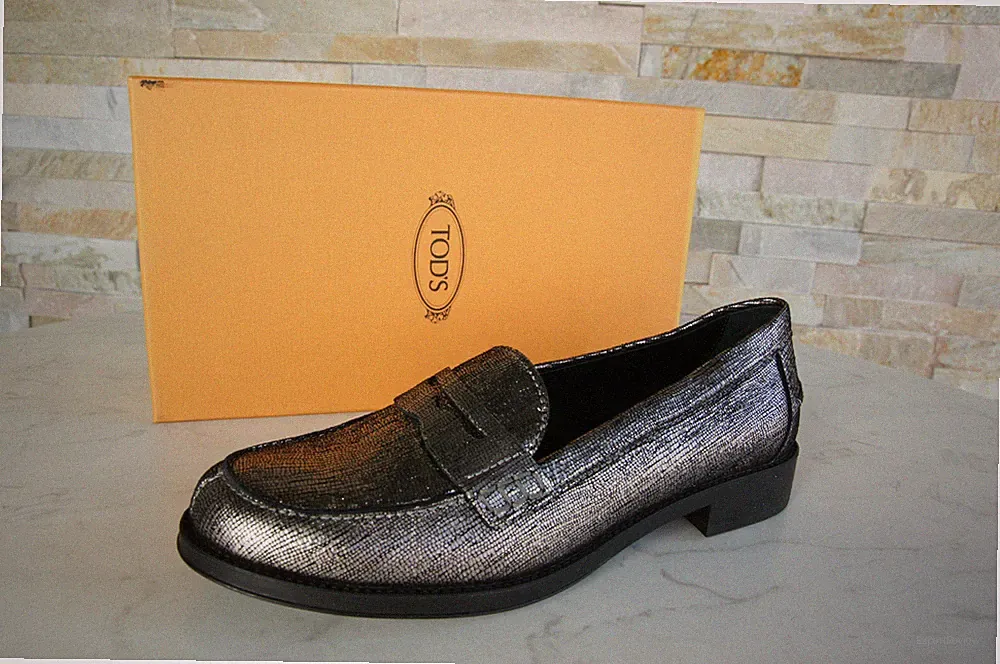 Tods Tod´s EU 35,5 Slipper Halbschuhe Loafers Schuhe silber neu ehem UVP 490 €