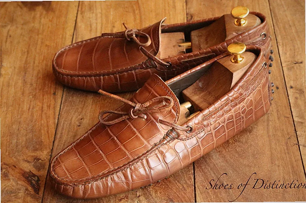 Tods Tod's hellbraun Kroko-Optik Leder Fahrschuhe Halbschuhe Herren UK 8 US 9