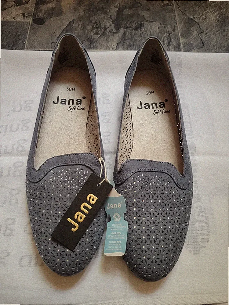Tolle Pumps Loafer Gr.38 in jeansblau mit Glitzer Marke Jana NEU!