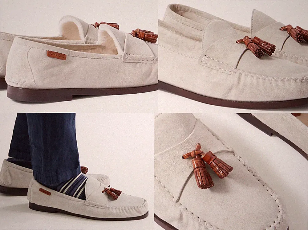 TOM FORD Berwick Shearling Tasselled Loafers Fell Schuhe Shoes Mokassin New 42,5