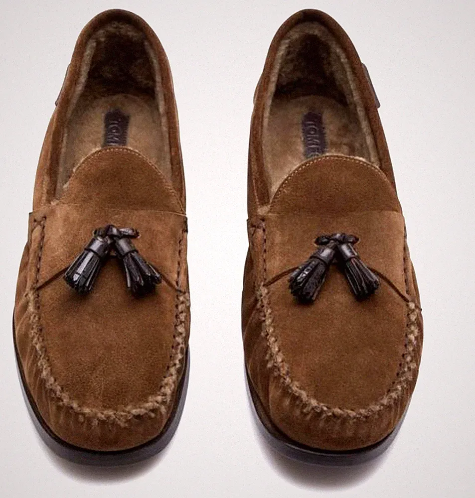 TOM FORD Berwick Shearling Tasselled Suede Loafers Fell Schuhe Shoes Mokassin 42