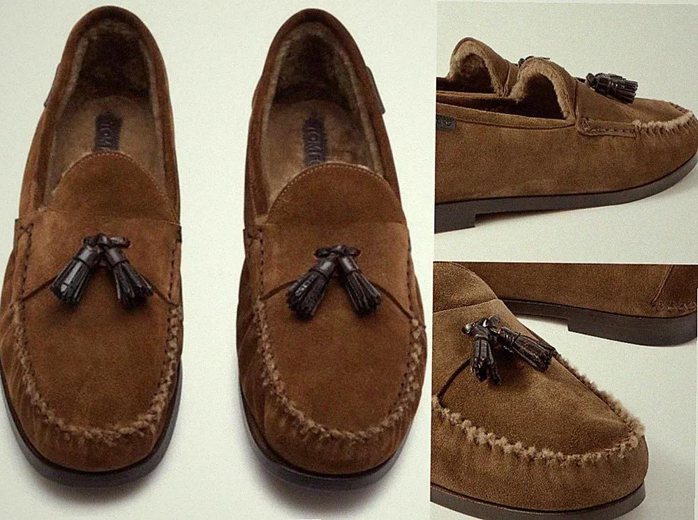 TOM FORD Berwick Shearling Tasselled Suede Loafers Fell Schuhe Shoes Mokassin 43