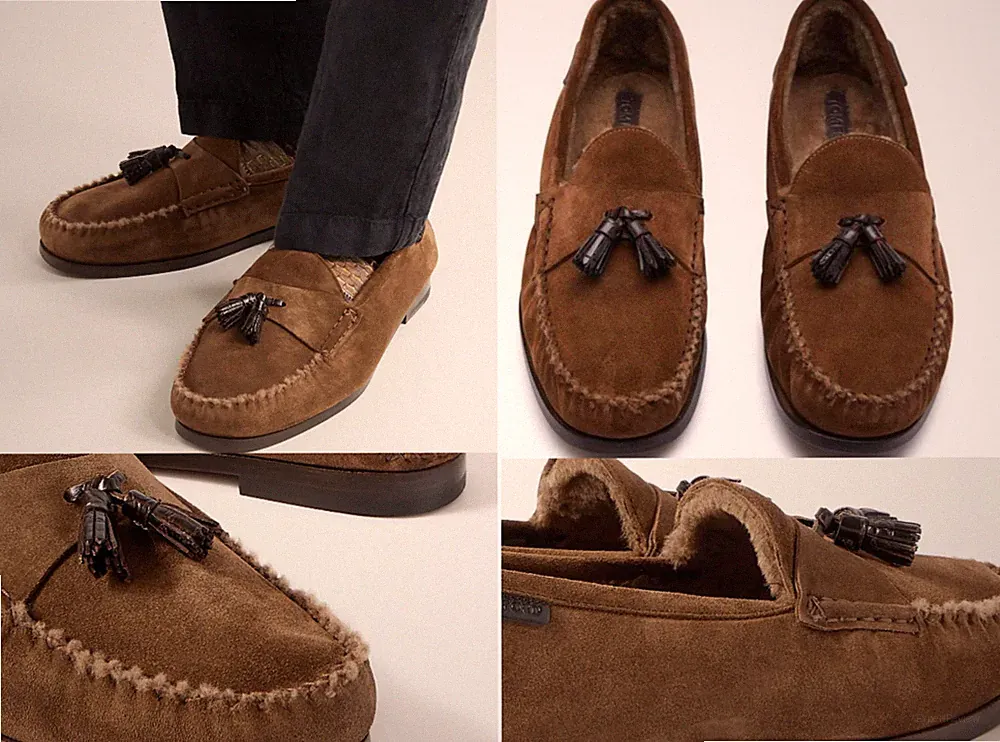 TOM FORD Berwick Shearling Tasselled Suede Loafers Fell Schuhe Shoes Mokassin 45