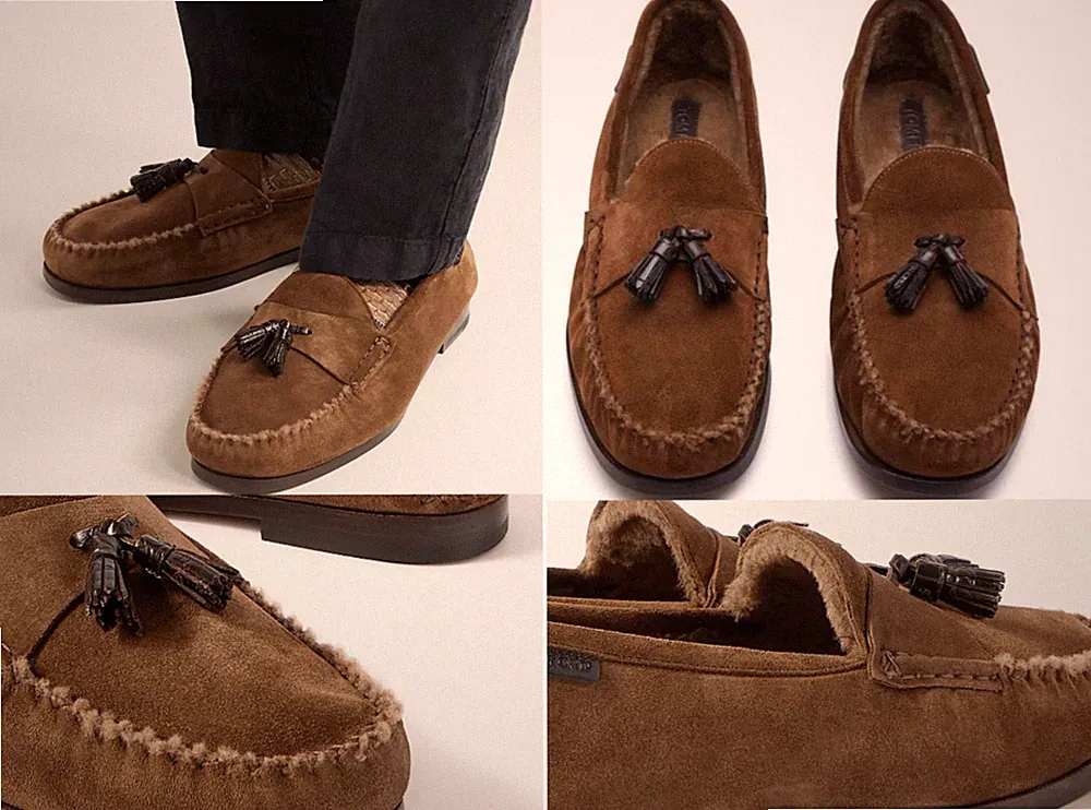 TOM FORD Berwick Shearling Tasselled Suede Loafers Schuhe Shoes Mokassin 42,5