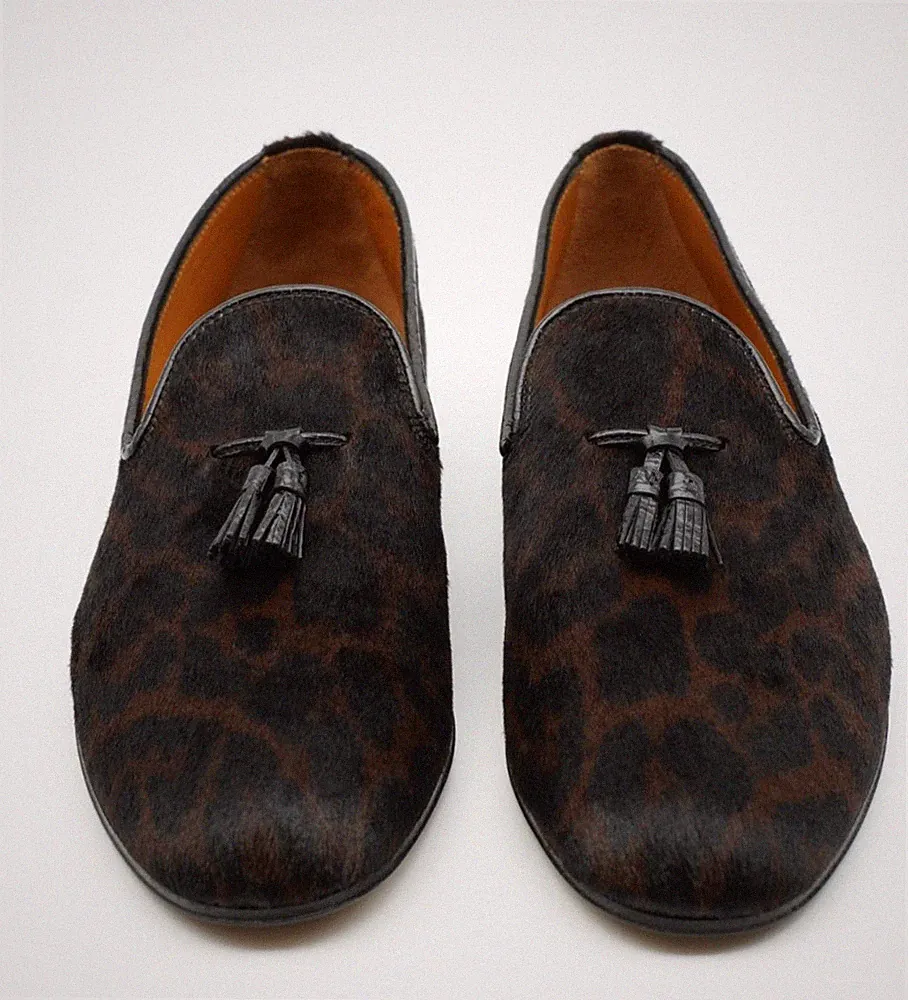 Tom Ford Herren Halbschuhe Nicolas Leopardenmuster Quaste Braun Schwarz UK 8 US 9 EUR 42