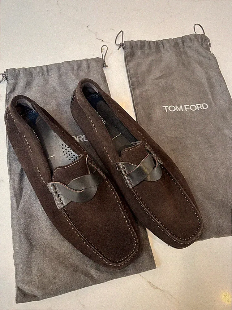 Tom Ford Men’s Loafers, Brown Suede, Size 8.5, Brand New With Dustbags